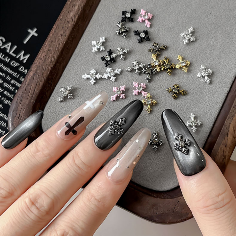 Metal Cross Nail Charms
